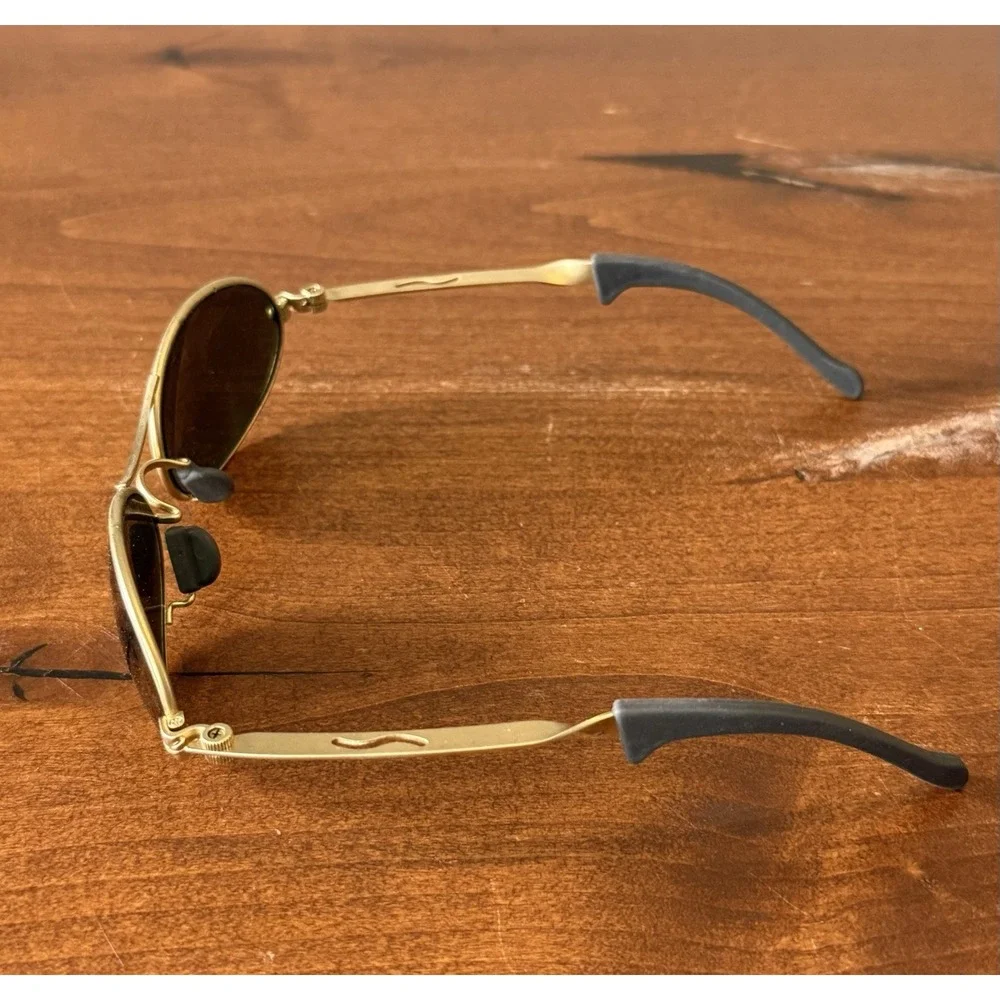 VINTAGE B&L RAY-BAN W2177 G15 GOLD ECLIPSE BIKERS ORBS MIRROR SUNGLASSES w/CASE